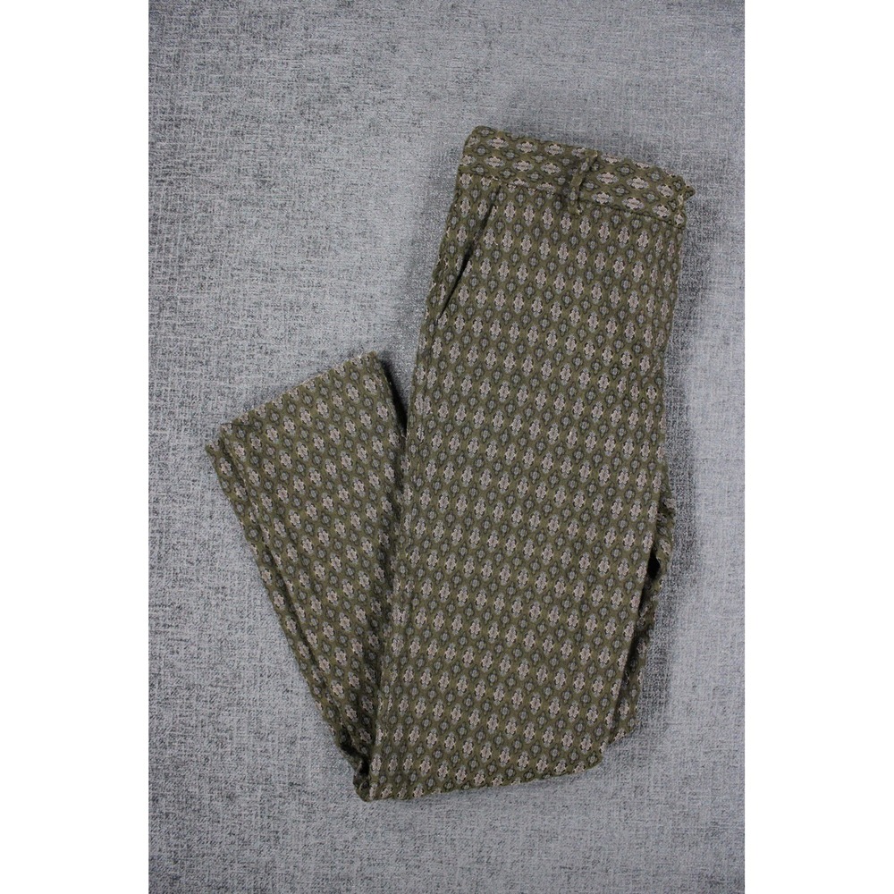 Beth Bowley Green Floral Medallion Tapestry Jacquard Trousers Pants Size 6 USA